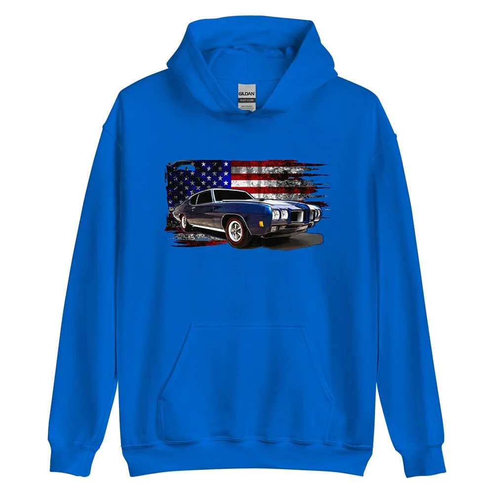 1970 GTO Hoodie Sweatshirt With American Flag