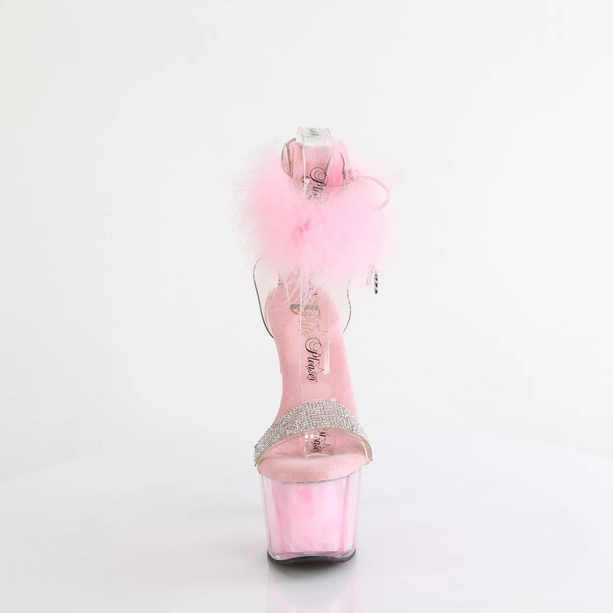 7 Inch Heel ADORE-727F Clear Baby Pink Fur