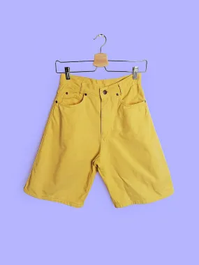 90's FLOP High Waist Retro Shorts Yellow  ~ size S-M / EU 36