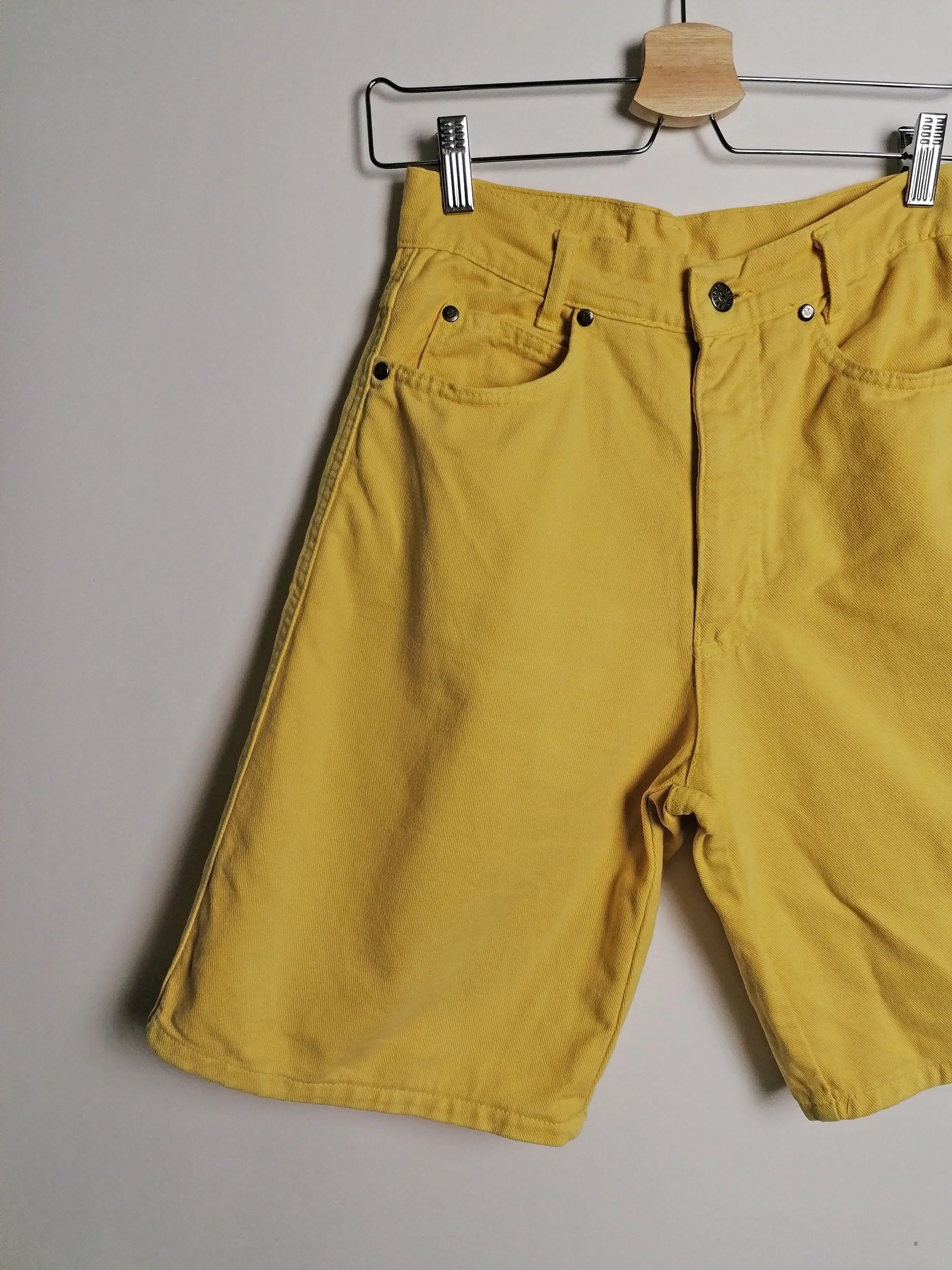 90's FLOP High Waist Retro Shorts Yellow  ~ size S-M / EU 36