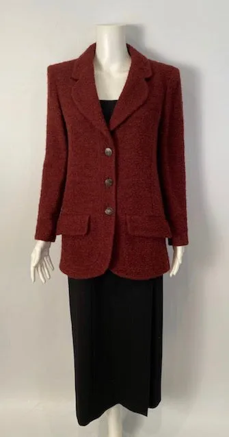 97A, 1997 Fall Vintage Chanel Mahogany Rust Boucle Blazer Jacket FR 38