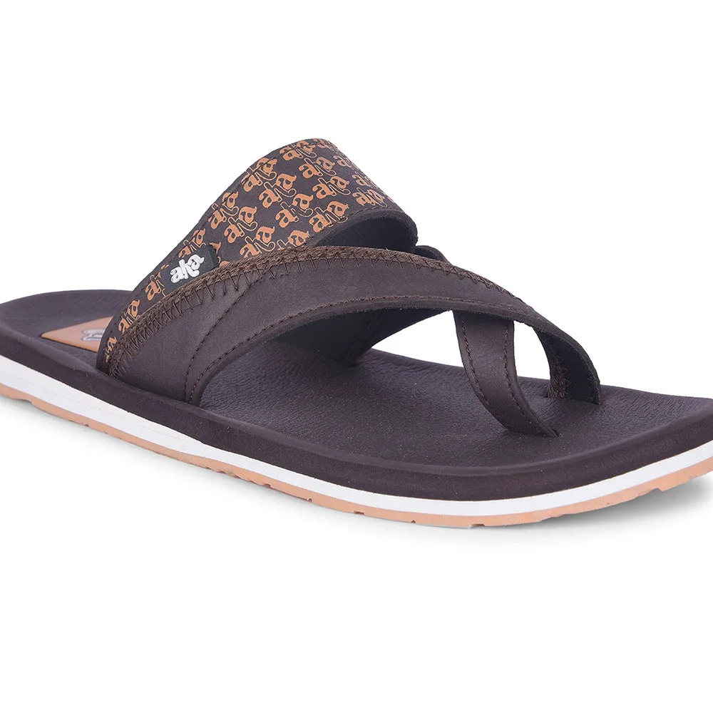 Stylish A-HA Dark Brown Casual Flip Flops for Men - ANCO-02 by Liberty