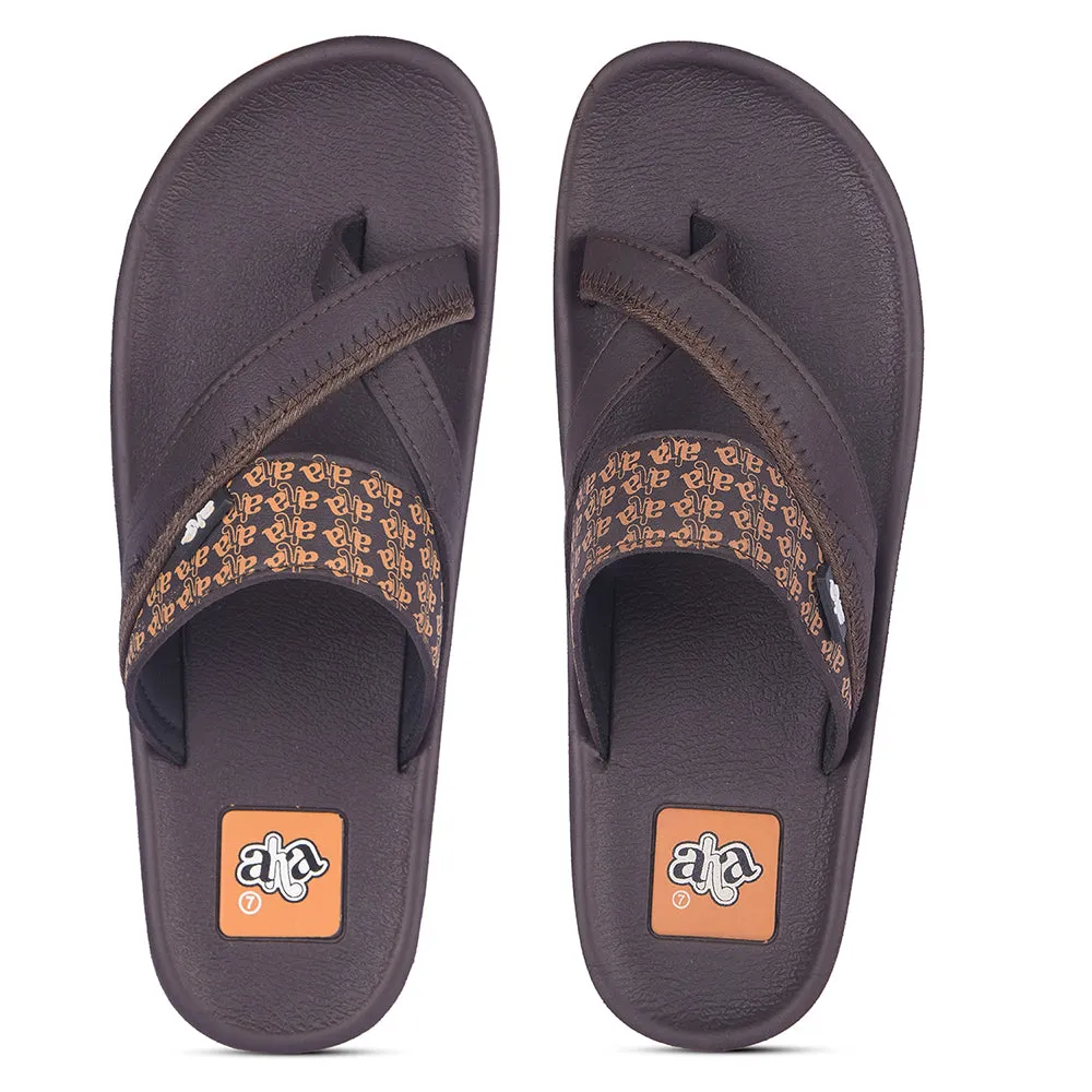 Stylish A-HA Dark Brown Casual Flip Flops for Men - ANCO-02 by Liberty