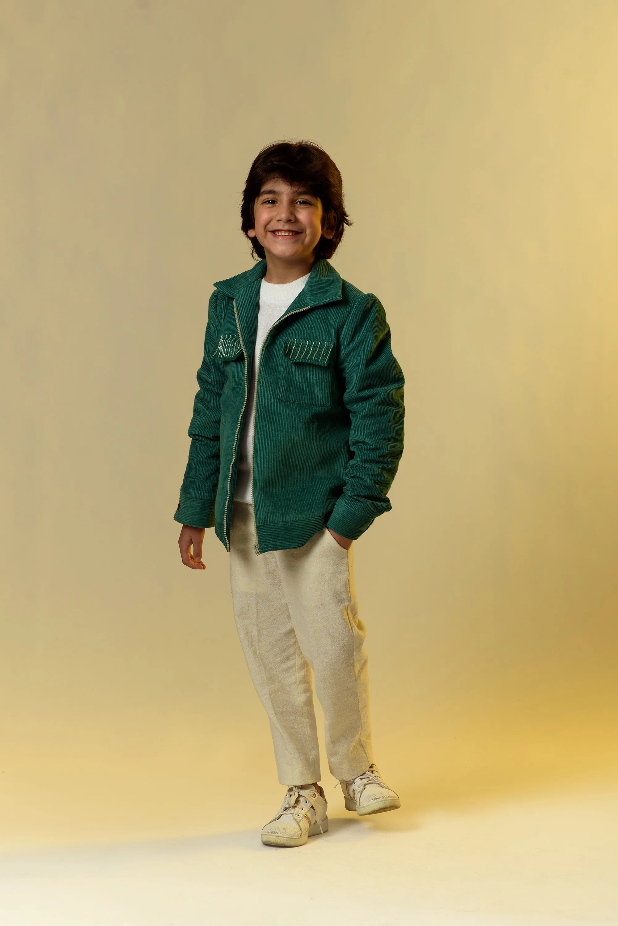 Beryl Dapper- Green Organic Corduroy Jacket For Boys