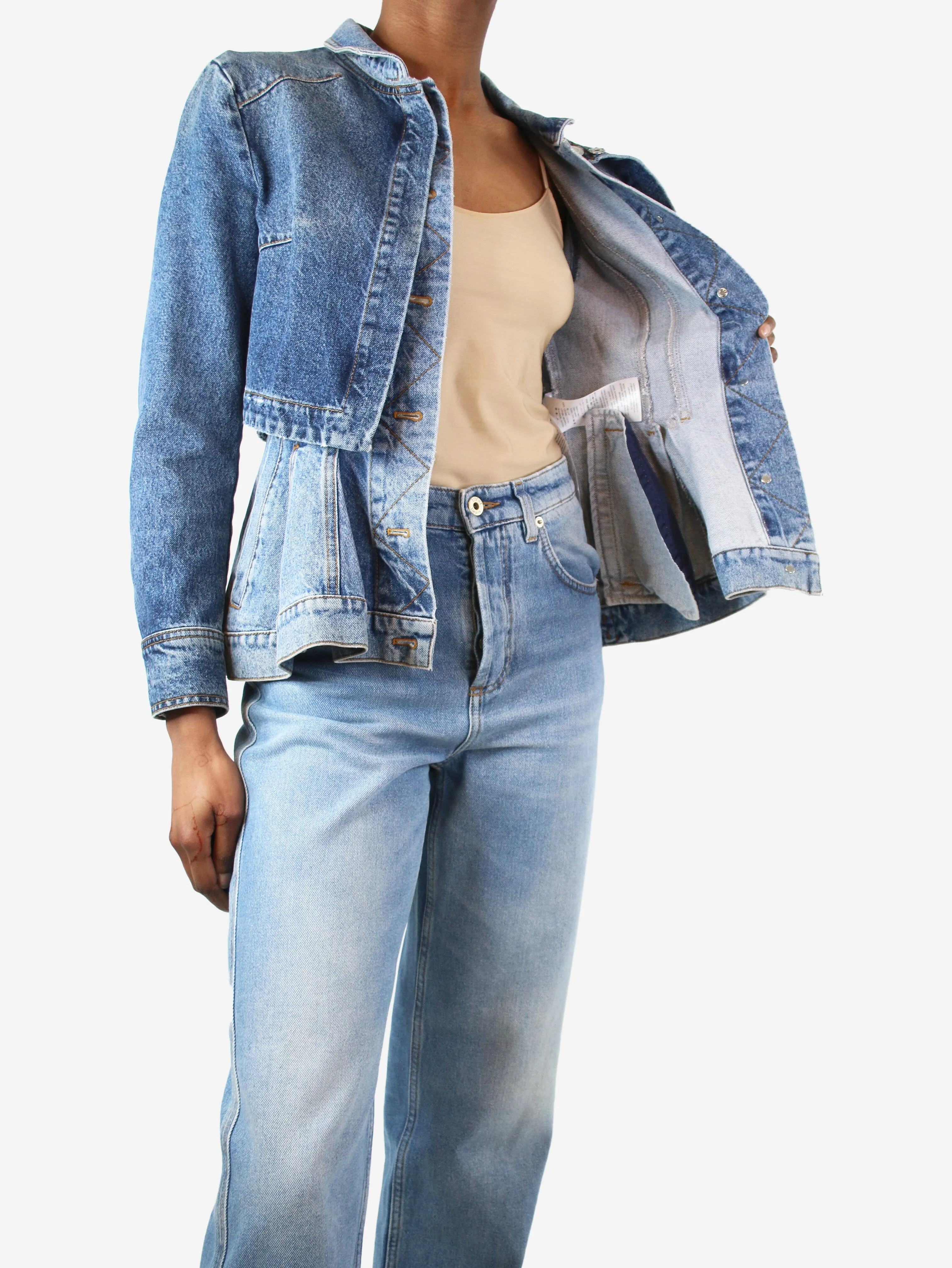 Blue double-layered peplum denim jacket - size UK 8