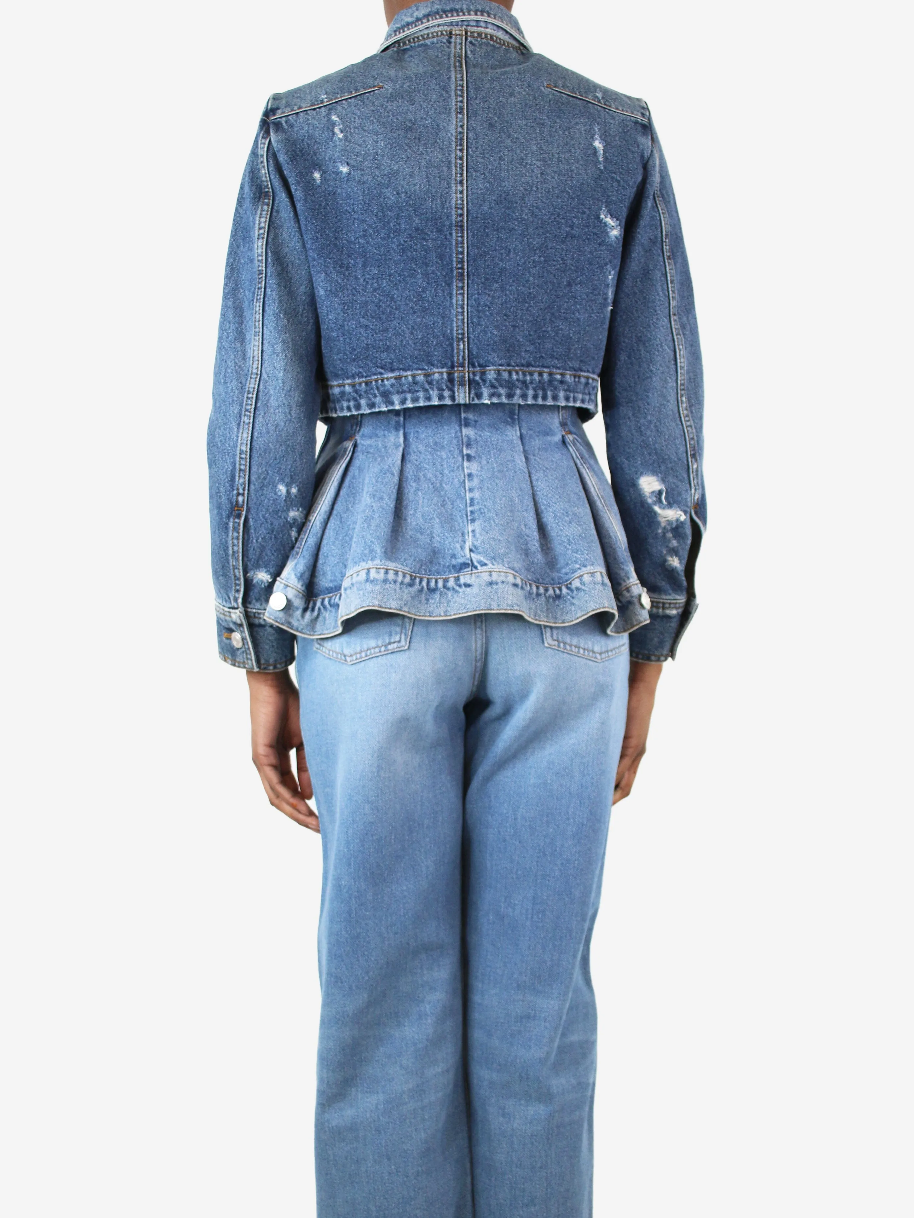 Blue double-layered peplum denim jacket - size UK 8