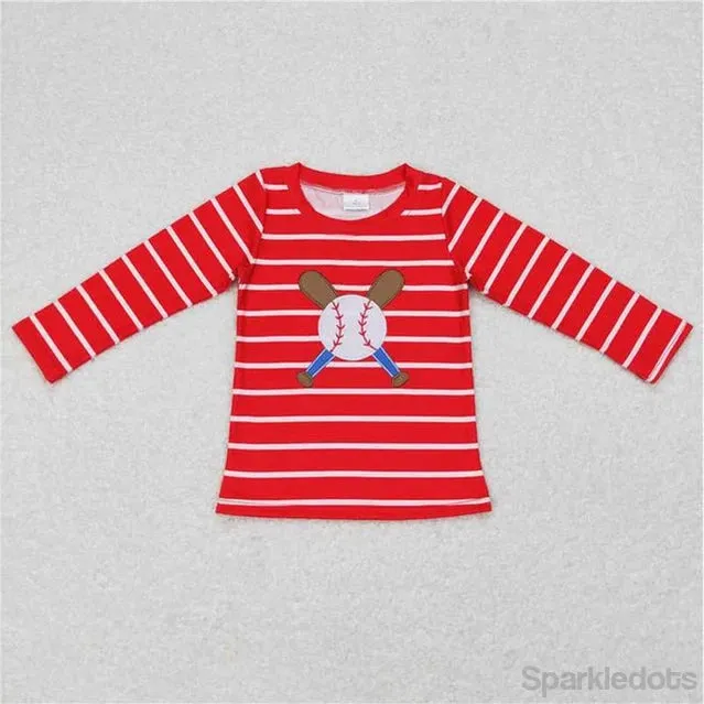 Boys Shirt - Long Sleeve - Baseball Applique to 14/16