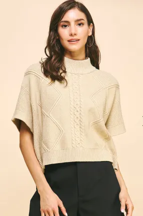 Brianna Mock Neck Short Sleeve PINCH Sweater