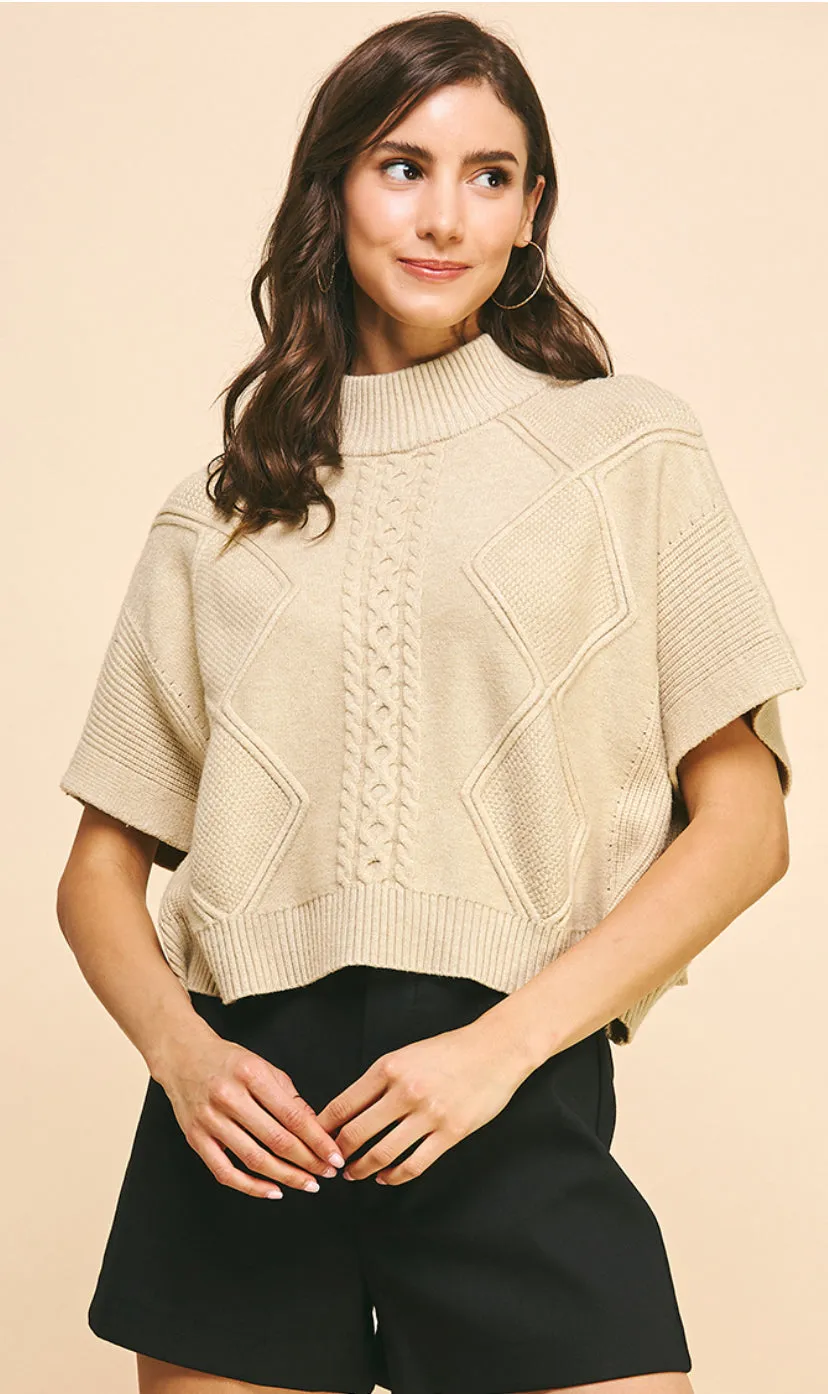 Brianna Mock Neck Short Sleeve PINCH Sweater