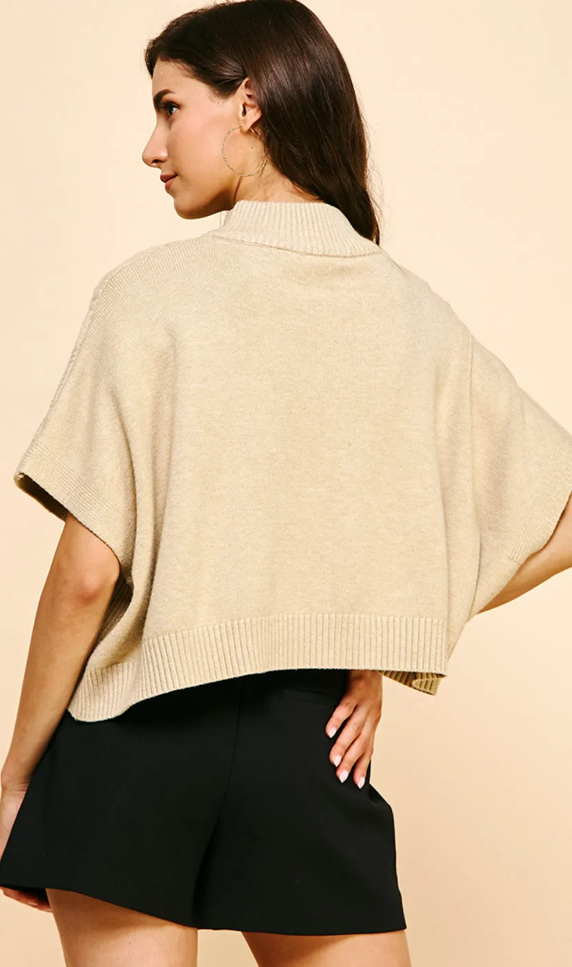 Brianna Mock Neck Short Sleeve PINCH Sweater