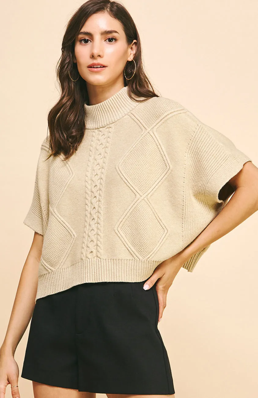 Brianna Mock Neck Short Sleeve PINCH Sweater