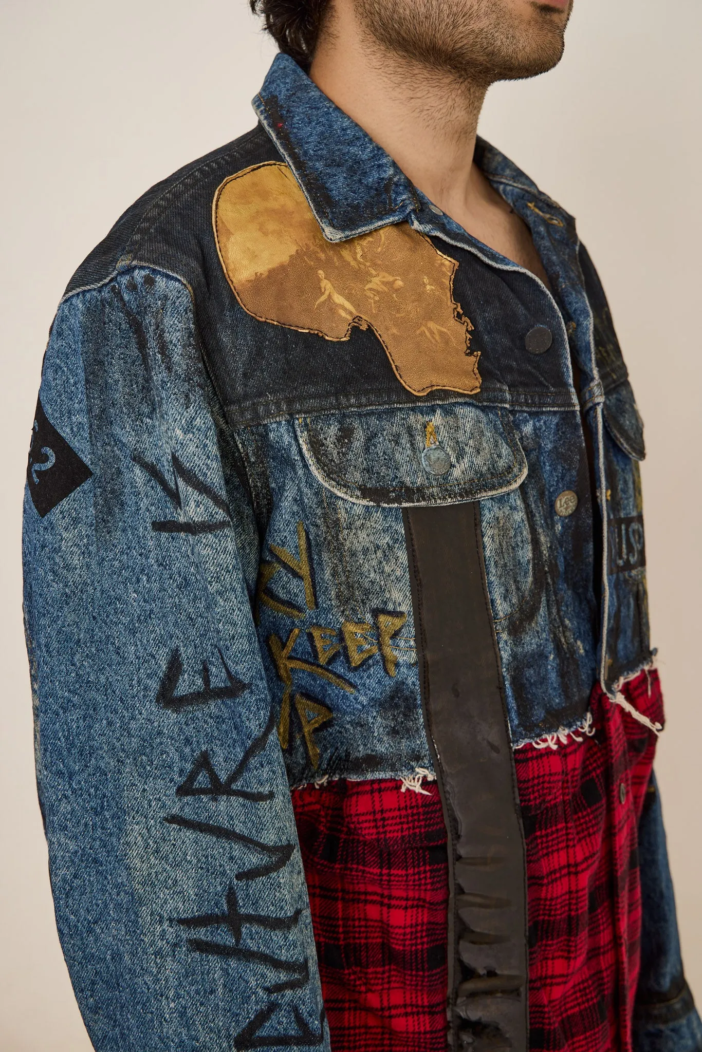 CLASSIC DECONSTRUCTED FLANNEL & DENIM JACKET - DUST OF GODS