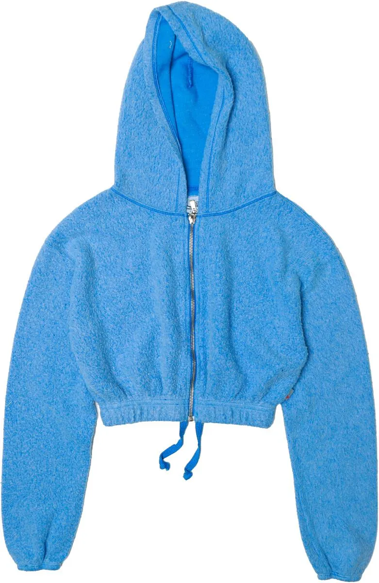 Cobalt Fleece Crop Zip Hoodie