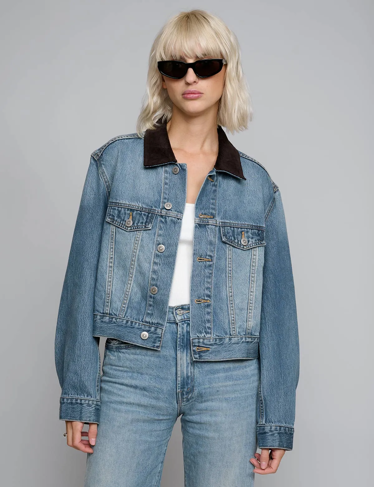 Contrast Collar Denim Jacket