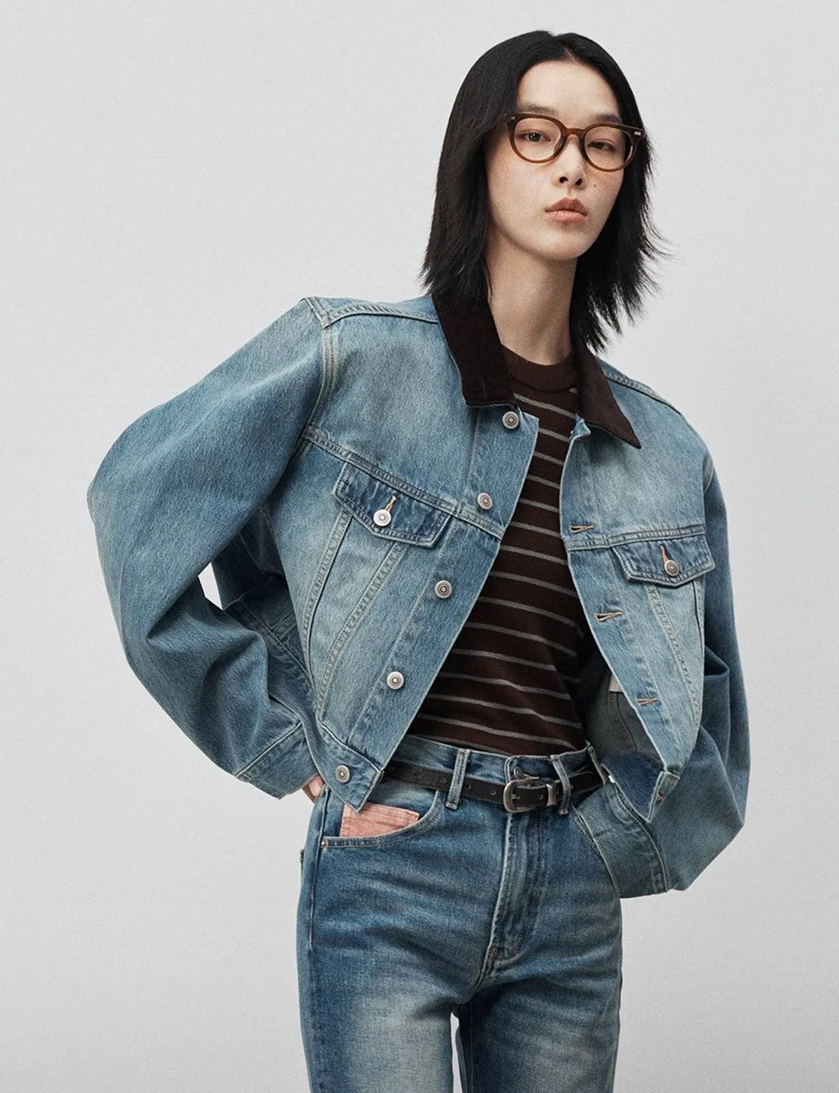 Contrast Collar Denim Jacket