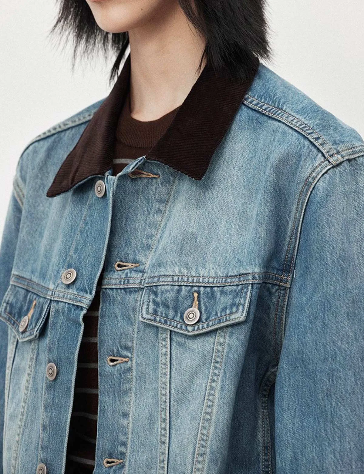 Contrast Collar Denim Jacket