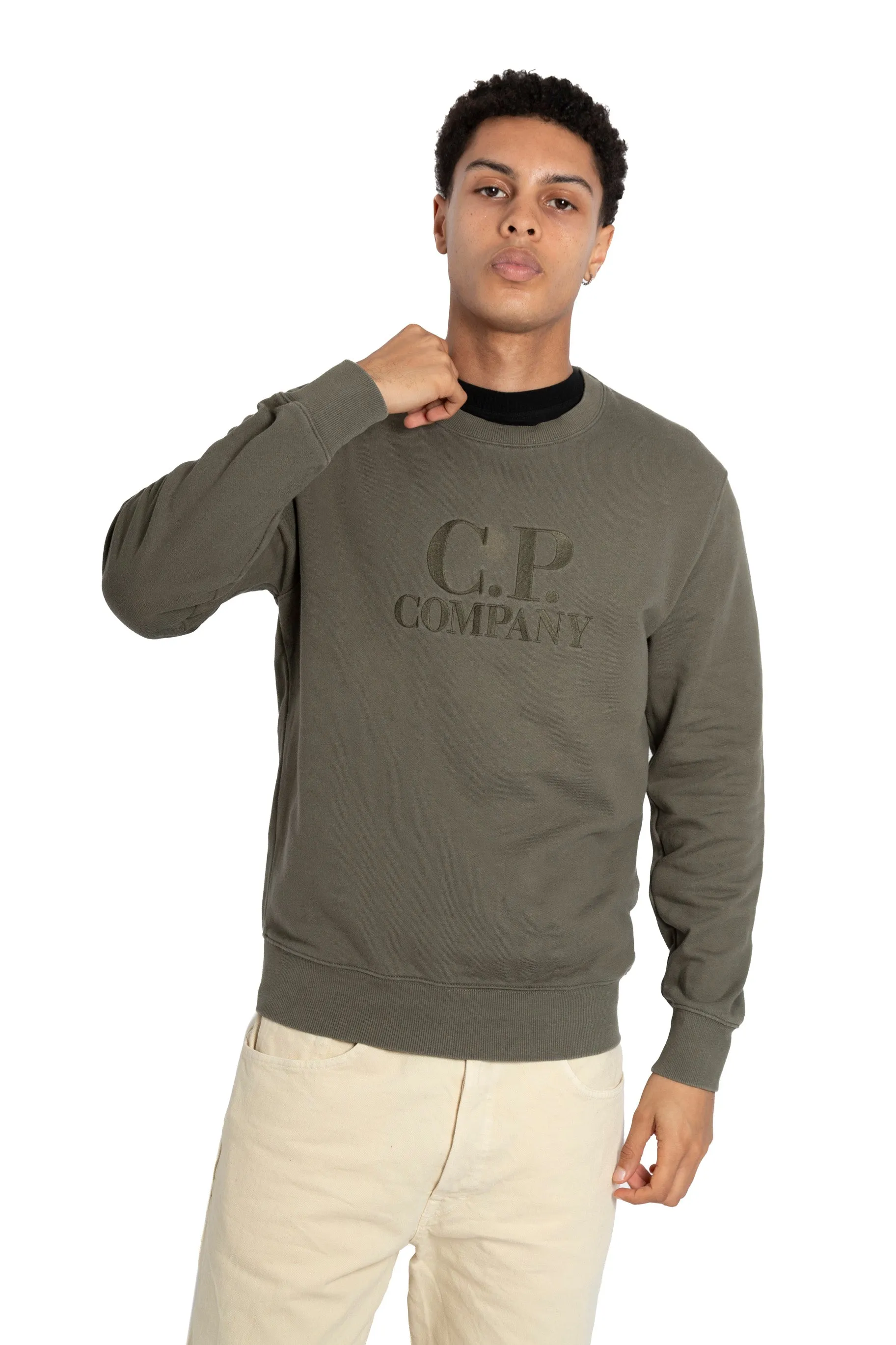 C.P. Company Spellout Khaki Sweater