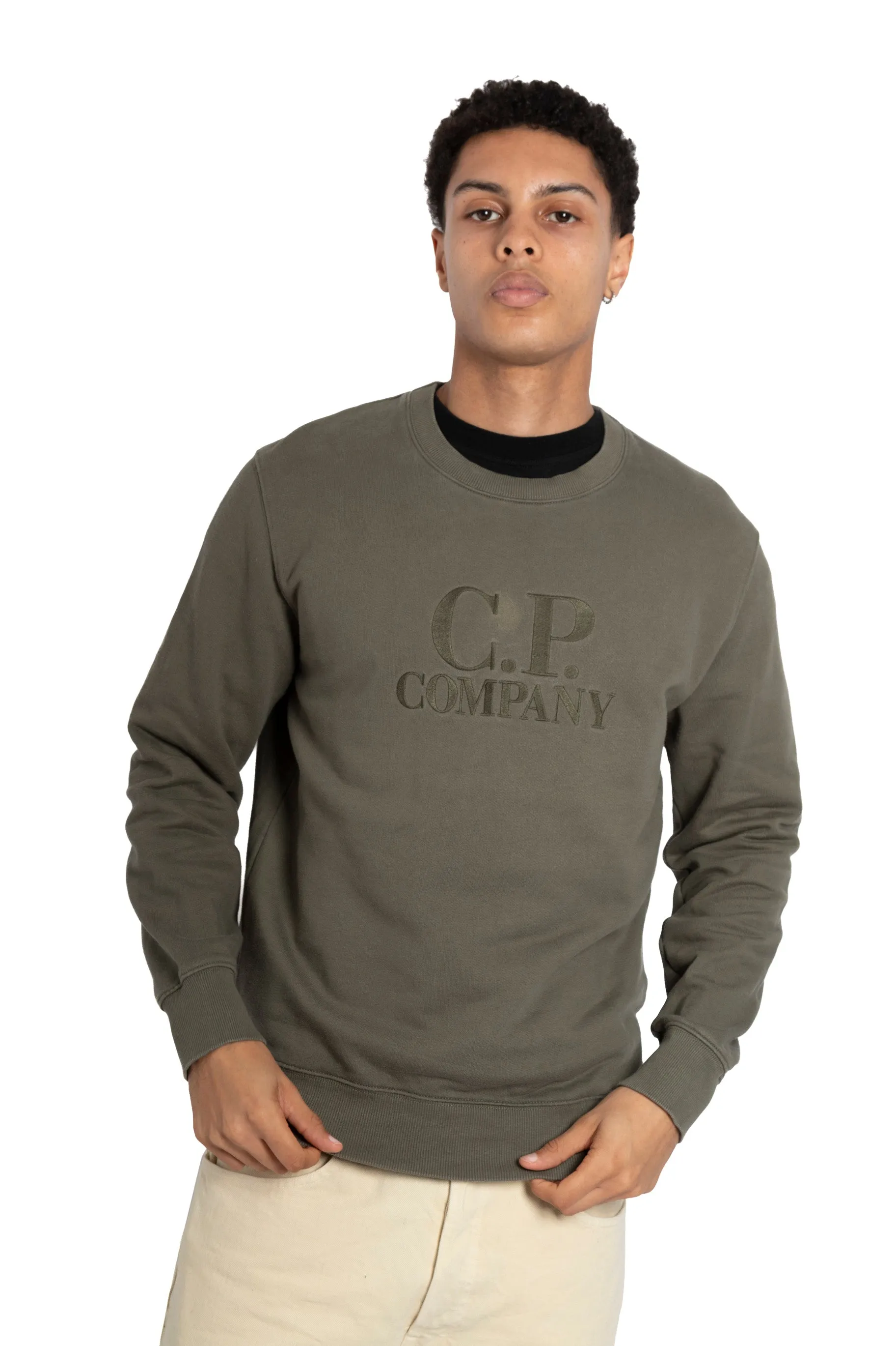 C.P. Company Spellout Khaki Sweater