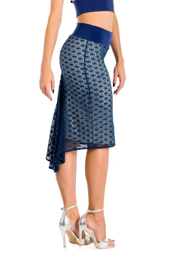 Dark Blue Lace Fishtail Tango Skirt