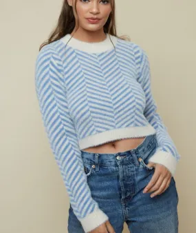 Dasha  crop sweater blue zigzag