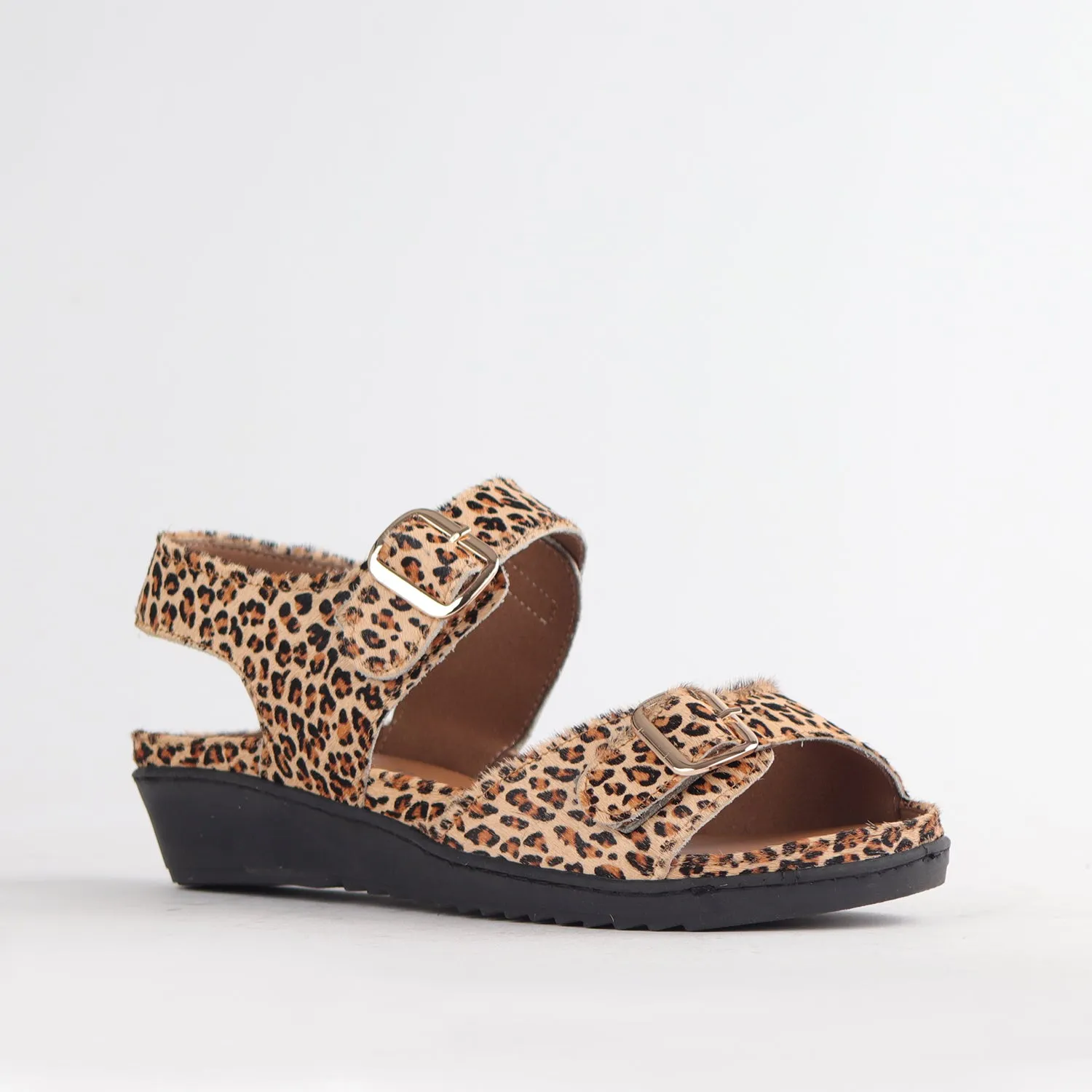 Double Band Sandal with Removable footband in Cheetah Tan - 12411