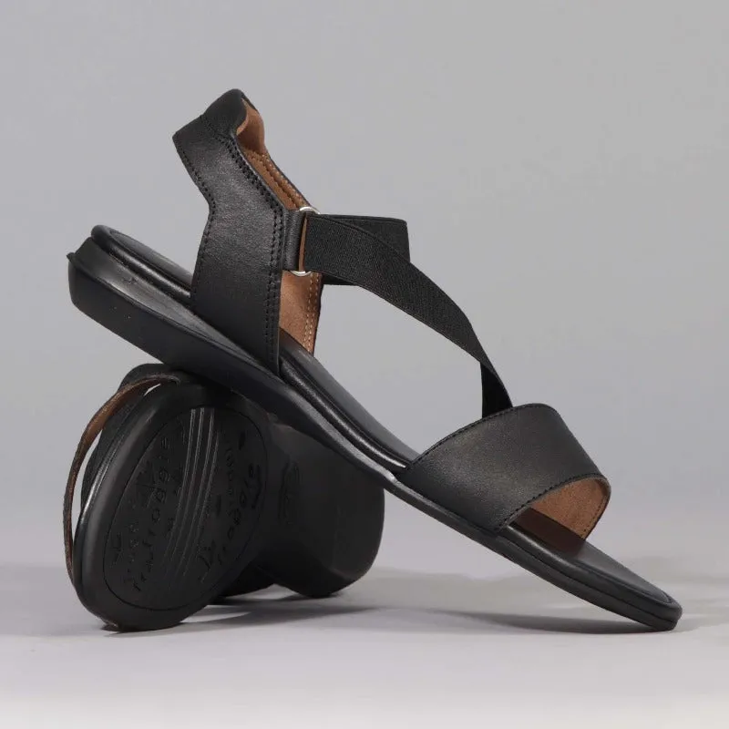 Elasticated Slingback Sandal in Black - 12618