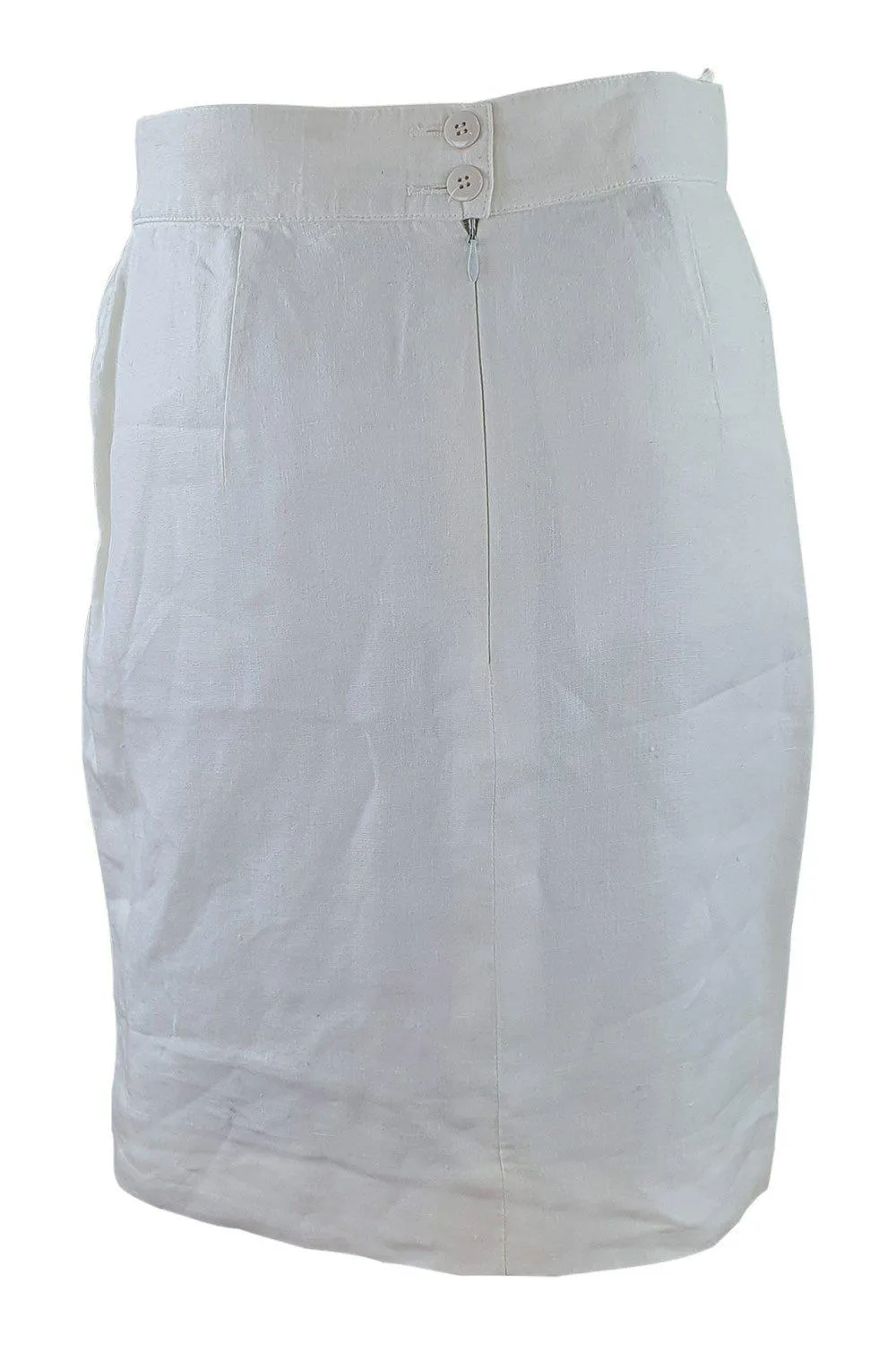 ESCADA Vintage White Linen Mini Pencil Skirt (38)