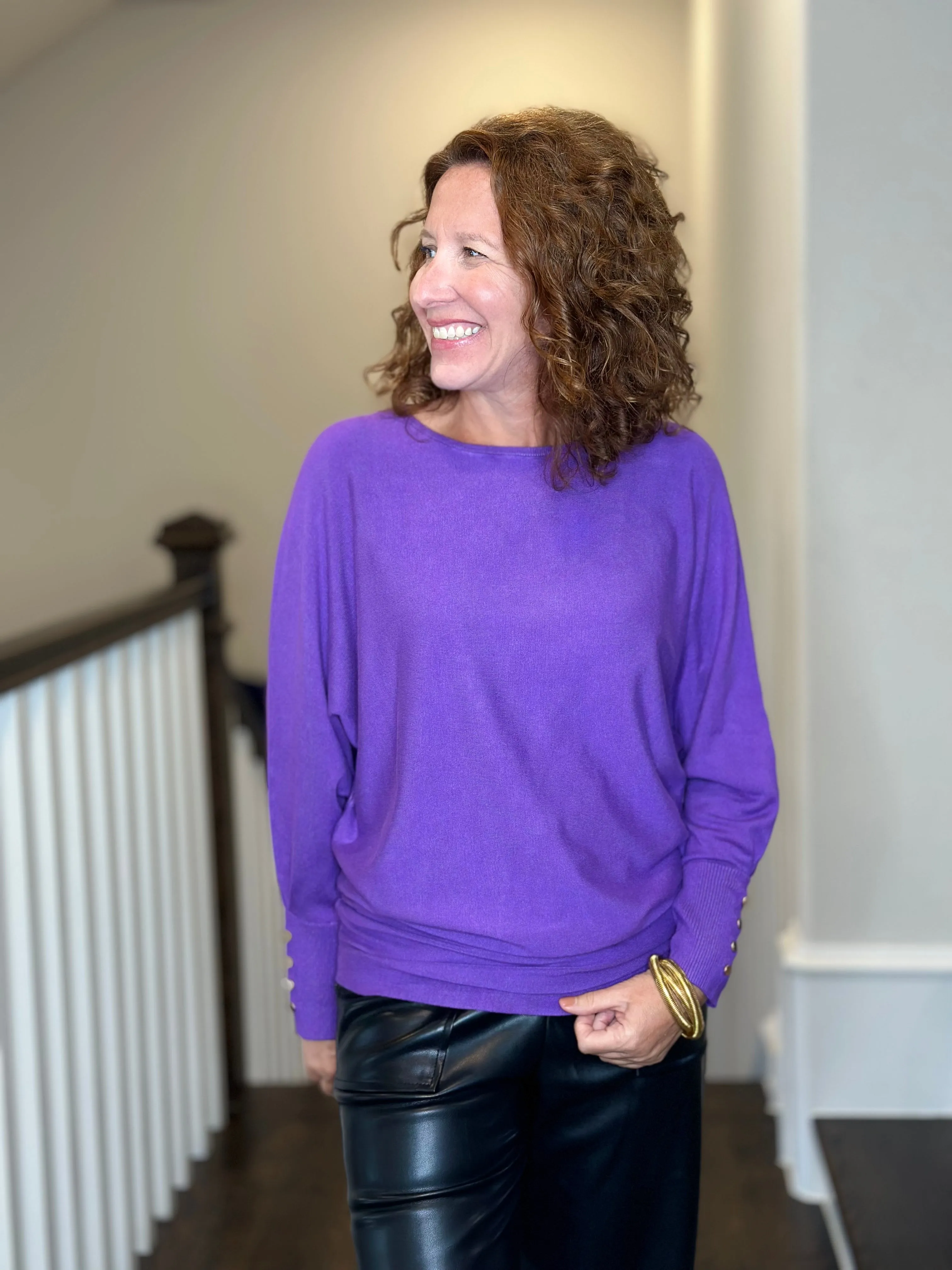 Esqualo Batwing Sweater in Deep Lavender