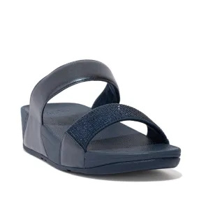 Fit Flop Lulu Crystal Embellished Slides Midnight Navy    