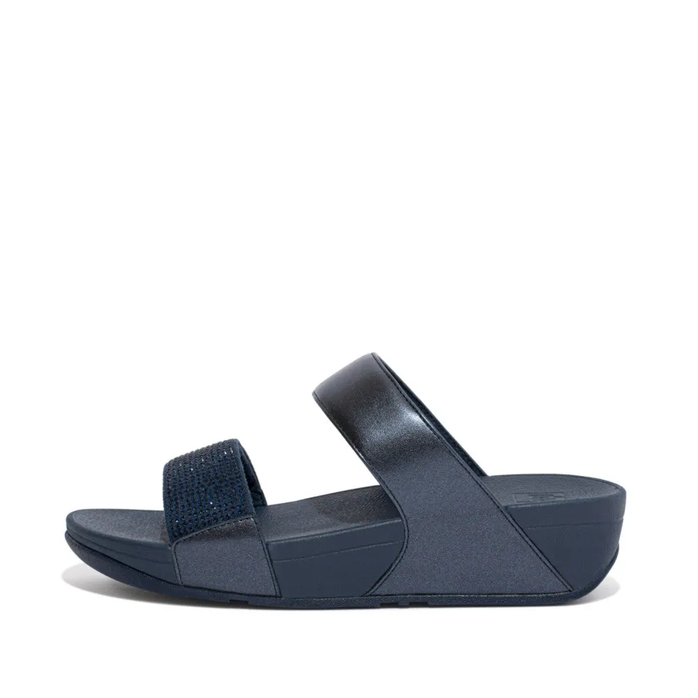 Fit Flop Lulu Crystal Embellished Slides Midnight Navy    