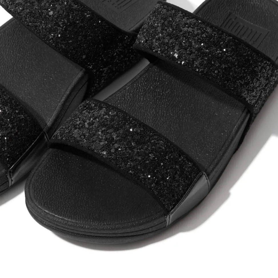 Fit Flop Lulu Glitter Slides Black     