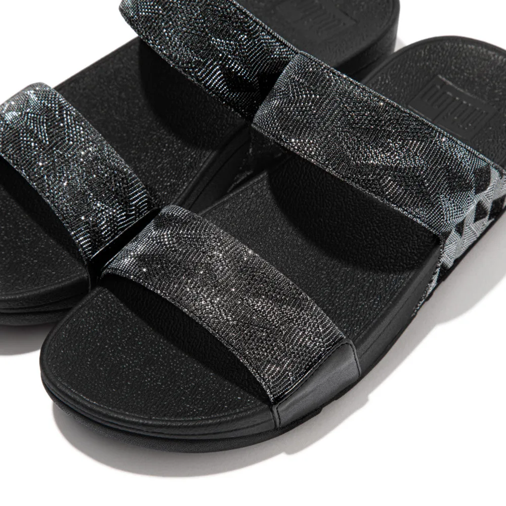 Fit Flop Lulu Glitz Slides Black    