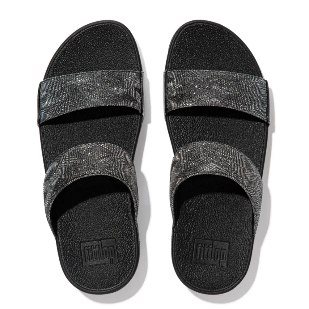 Fit Flop Lulu Glitz Slides Black    