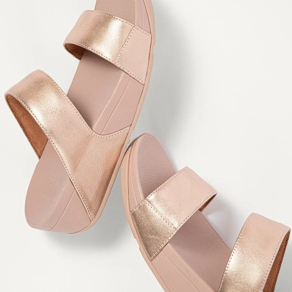 Fit-Flop Lulu Leather Slides Rose Gold    