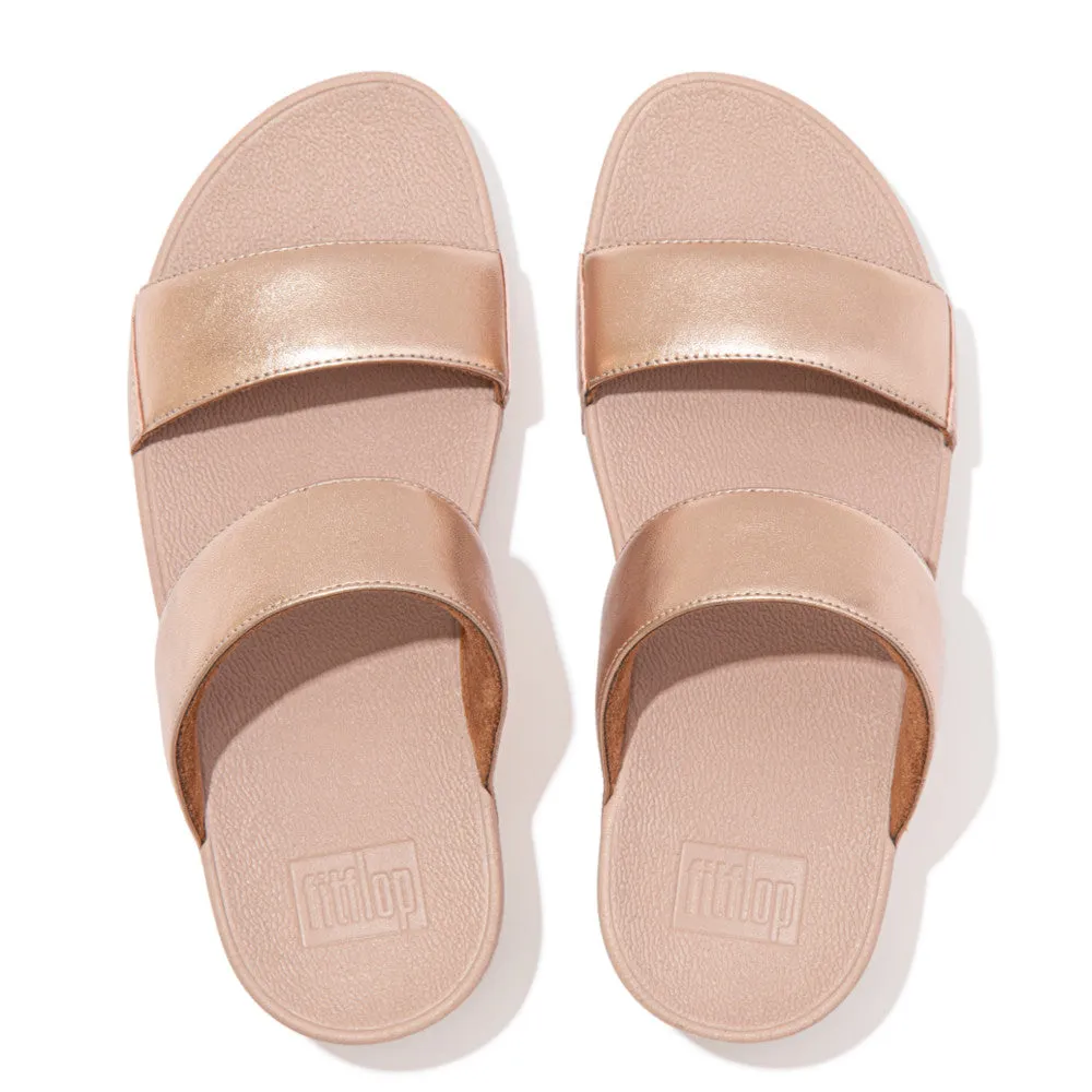 Fit-Flop Lulu Leather Slides Rose Gold    