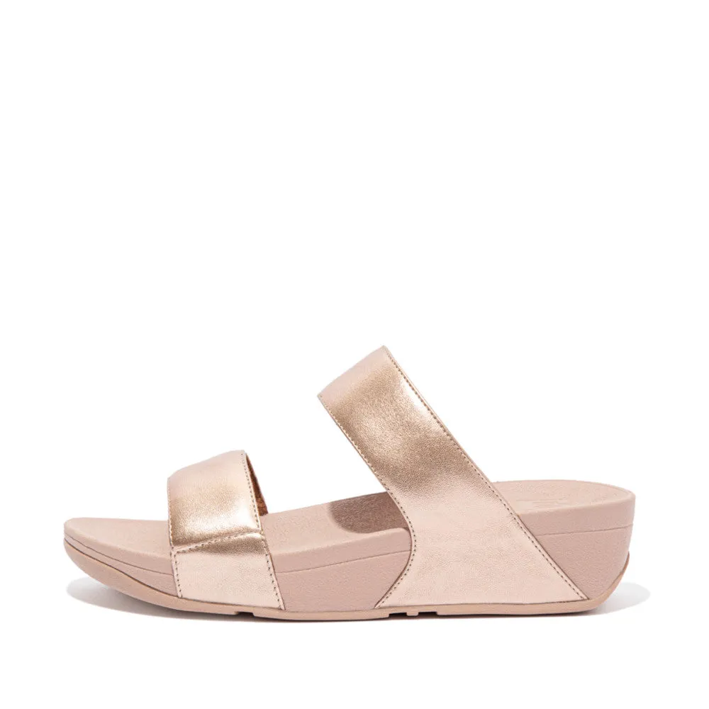 Fit-Flop Lulu Leather Slides Rose Gold    