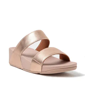 Fit-Flop Lulu Leather Slides Rose Gold    