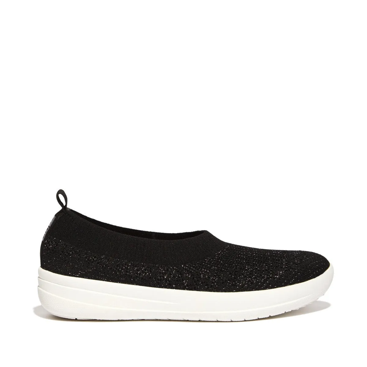 Fit-Flop Uberknit Slip-On Ballerina Black Rose Gold         