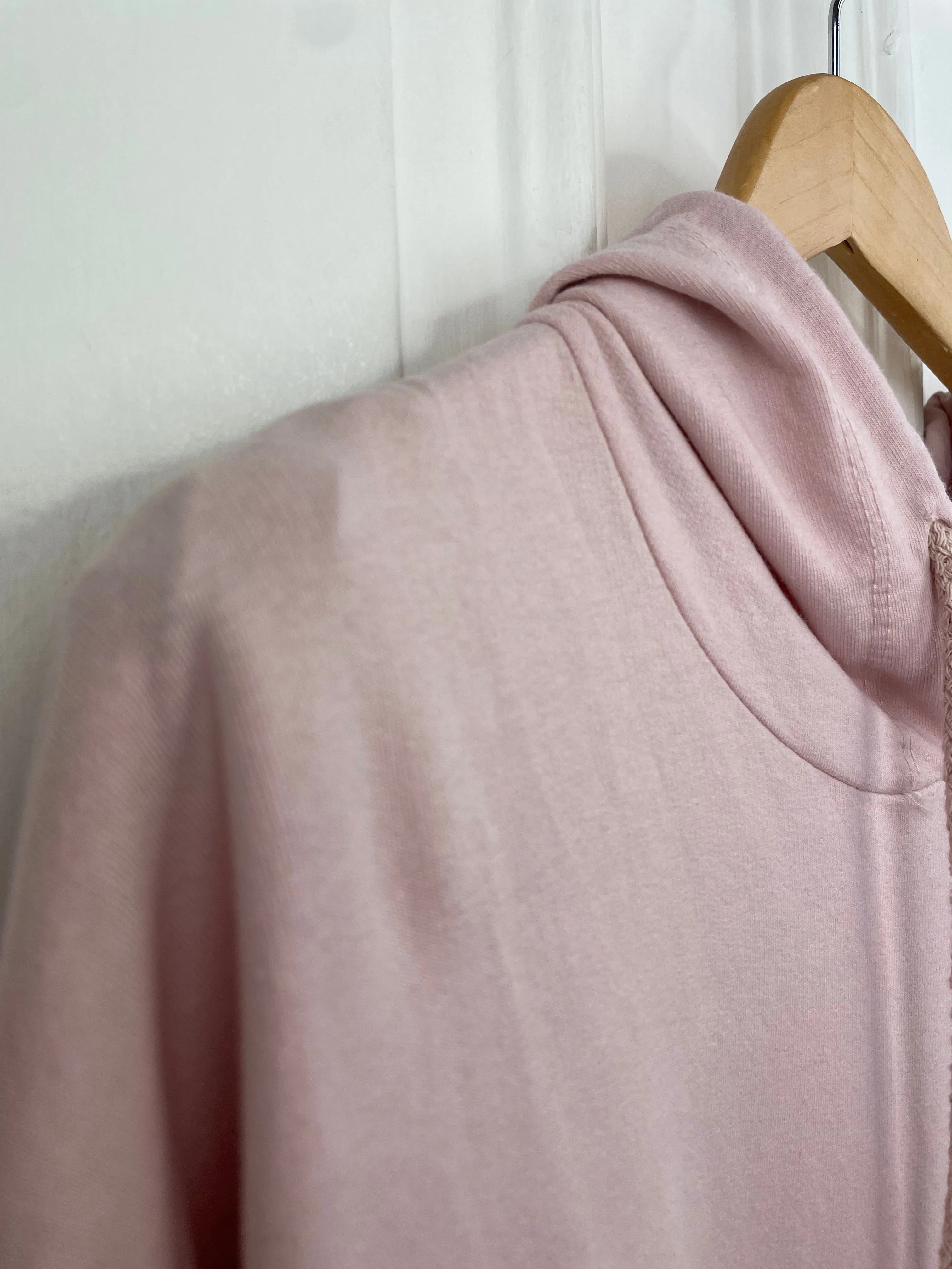 Frill Edge Oversized Hoodie - Blush Pink