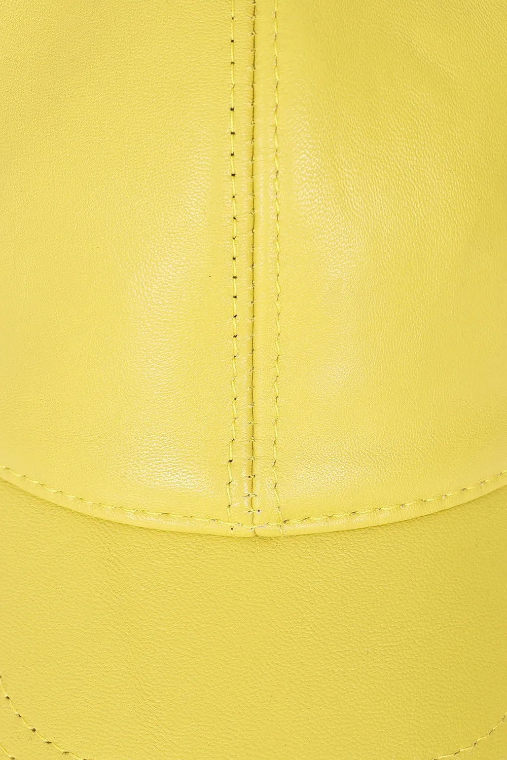 Genuine Yellow Leather Baseball Cap - Curve Peak