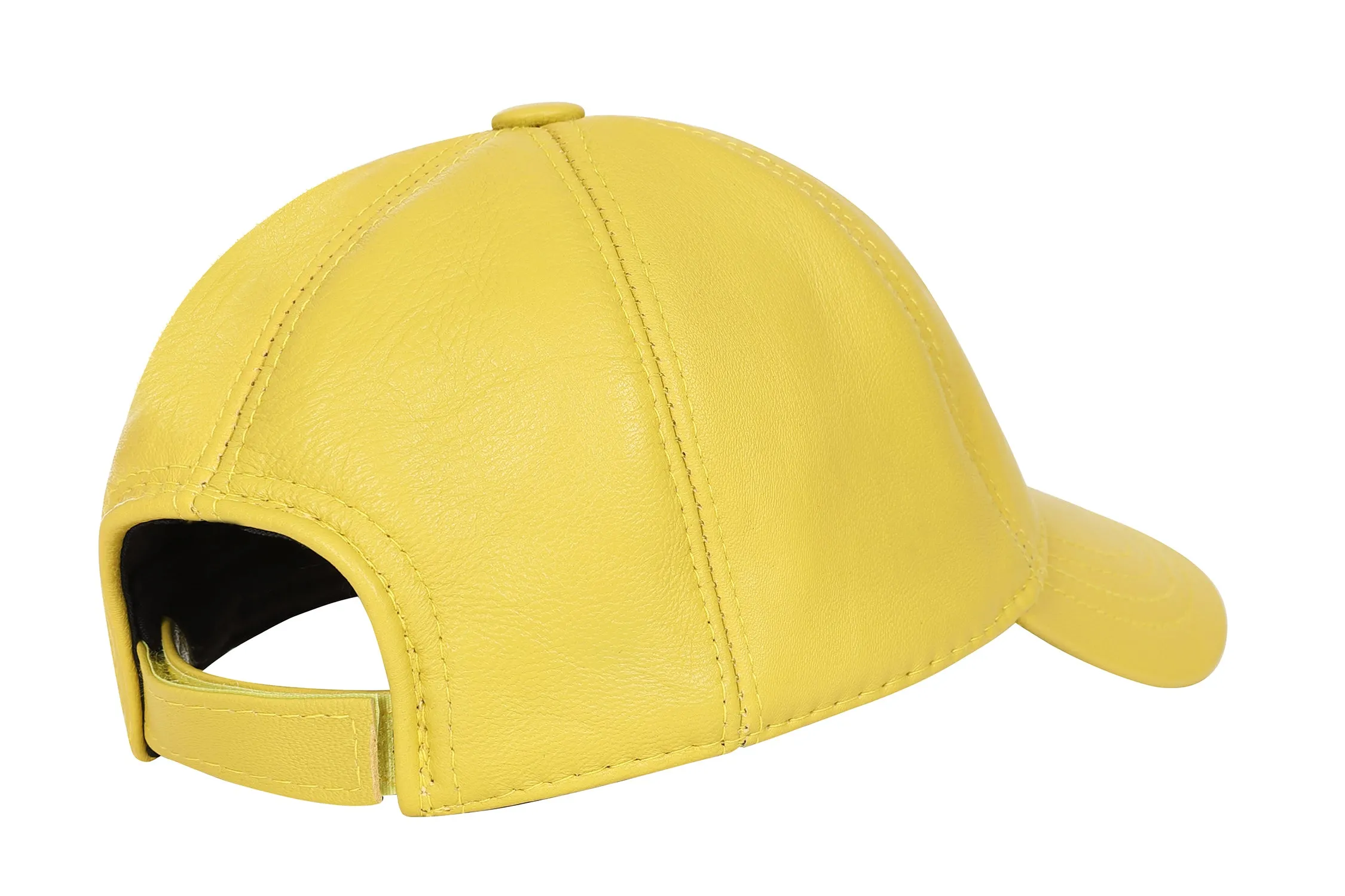 Genuine Yellow Leather Baseball Cap - Curve Peak