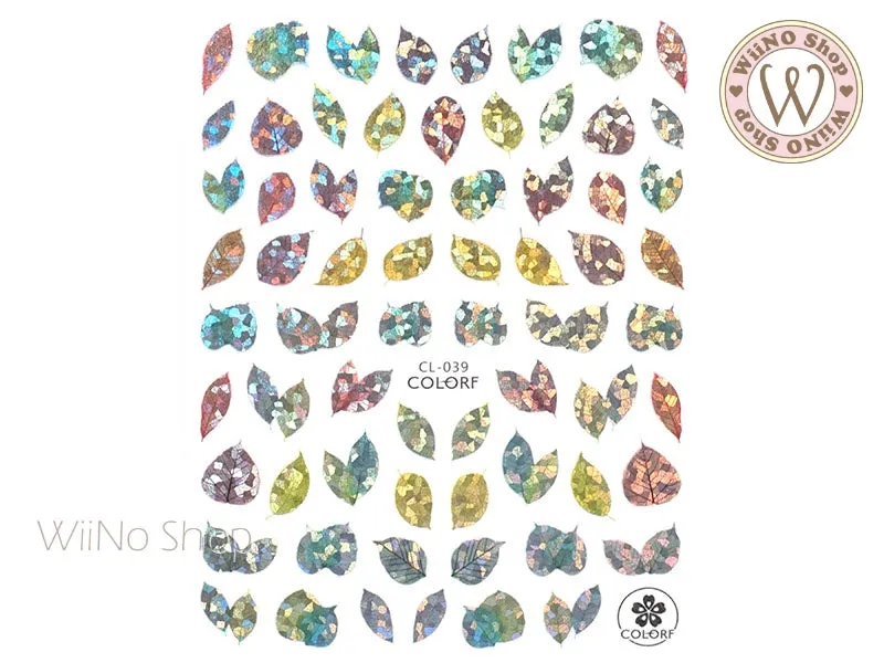 Holographic Leaves Adhesive Nail Art Sticker - 1 pc (CL-039)