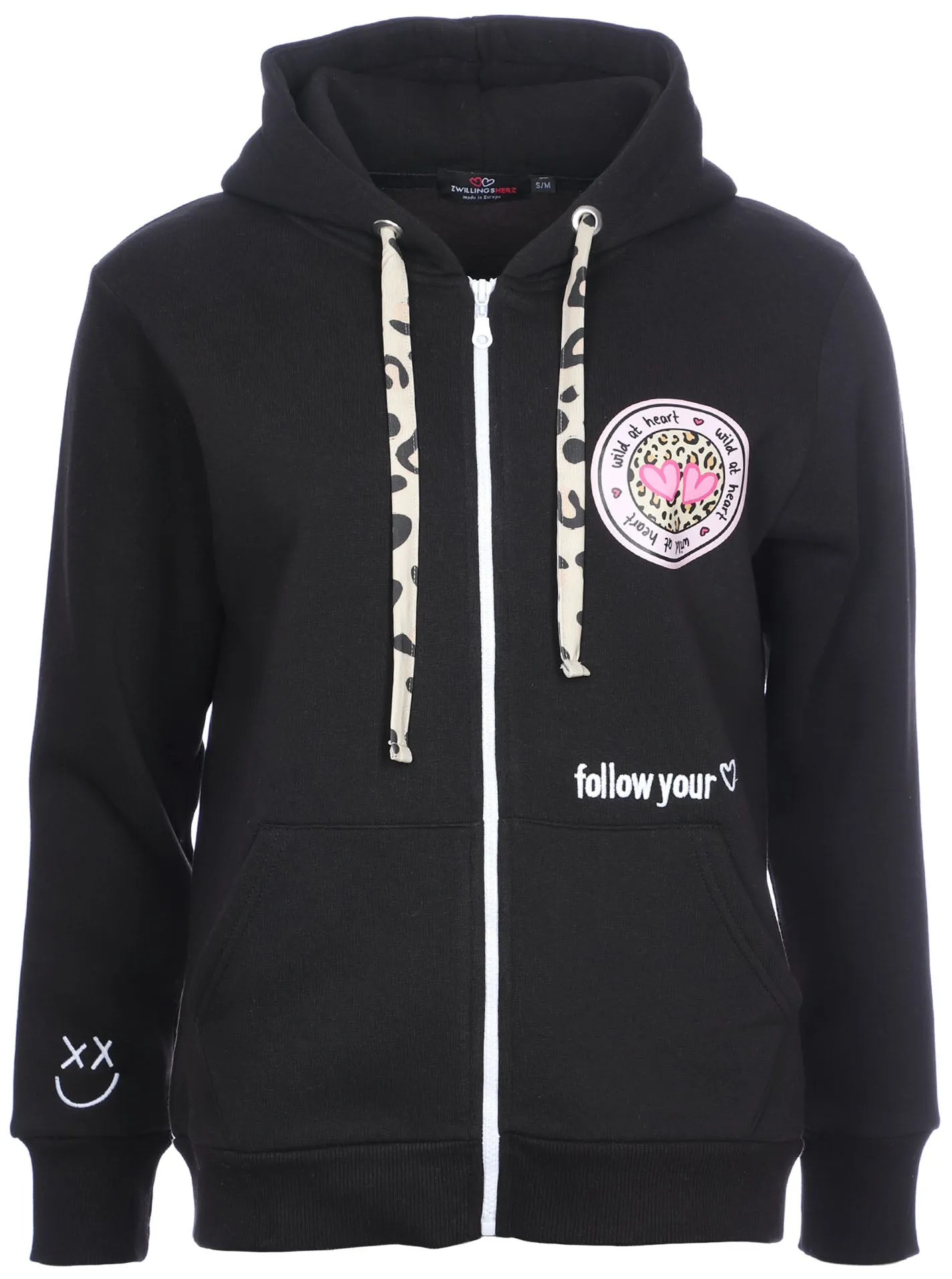 HOODIE JACKE BW "LEO PATCH" SCHWARZ