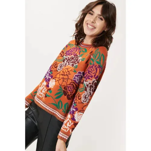 Jeannette Fall Flora Sweater - Rust