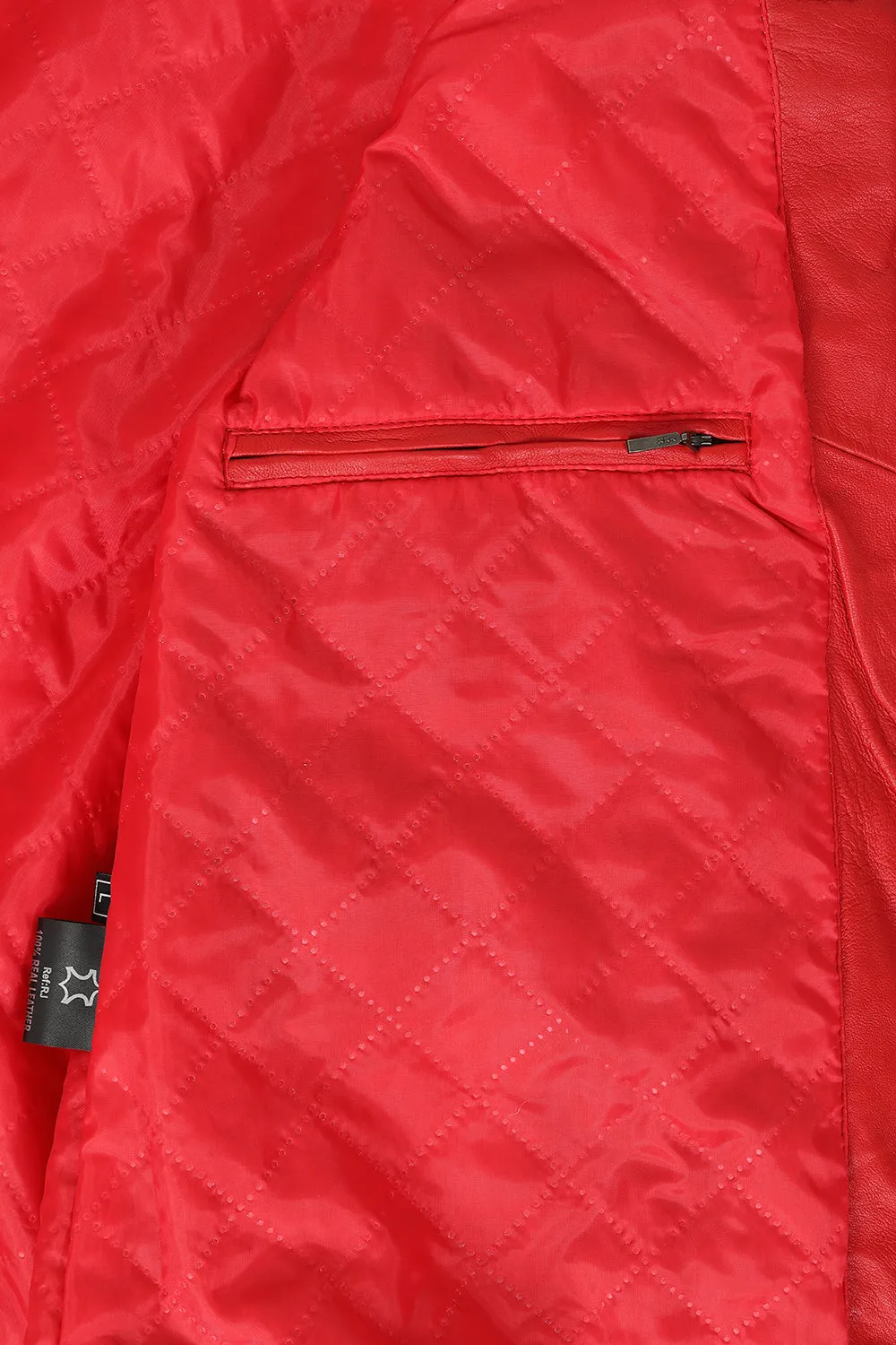 Men's Red Real Leather Racing Style Jacket with Stripes - 'FRANK'