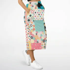 Old Miami Geo Patchwork Eco-Poly Long Pocket Skirt