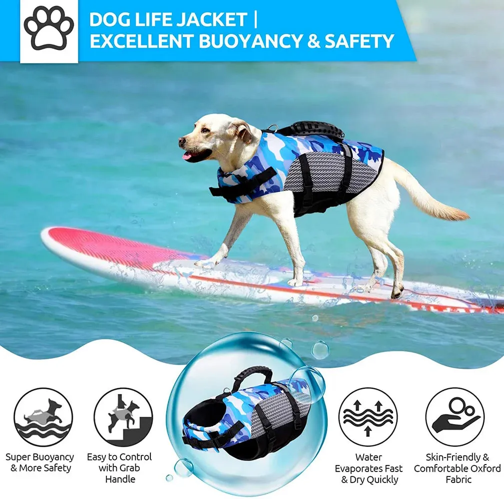 Ripstop Dog Life Jacket: Adjustable, Reflective, Summer Camo