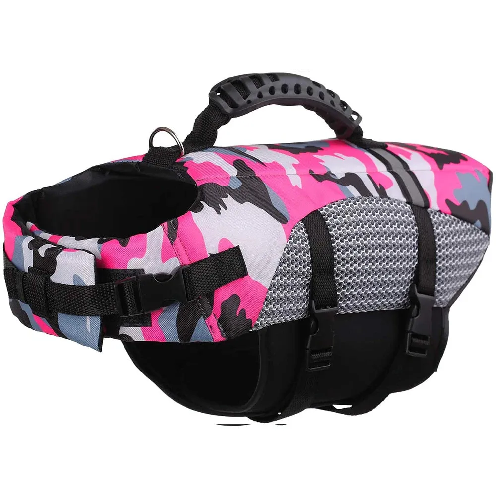 Ripstop Dog Life Jacket: Adjustable, Reflective, Summer Camo