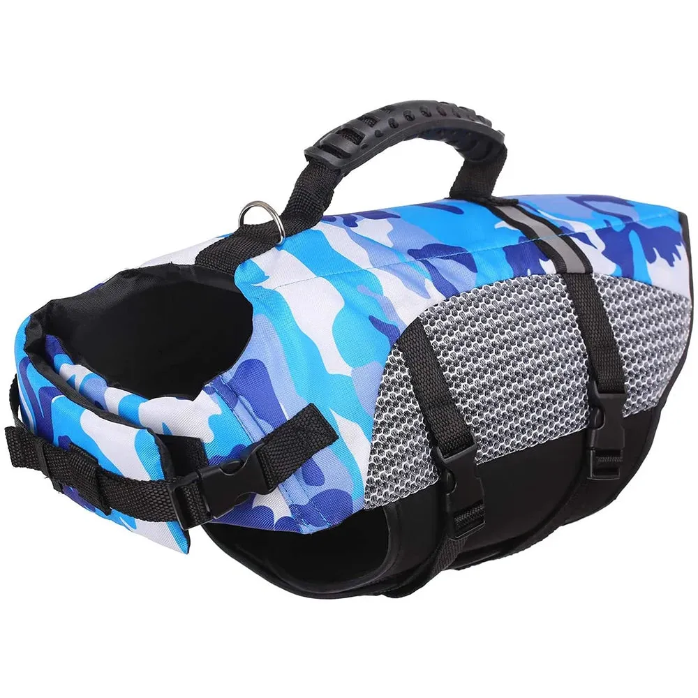 Ripstop Dog Life Jacket: Adjustable, Reflective, Summer Camo