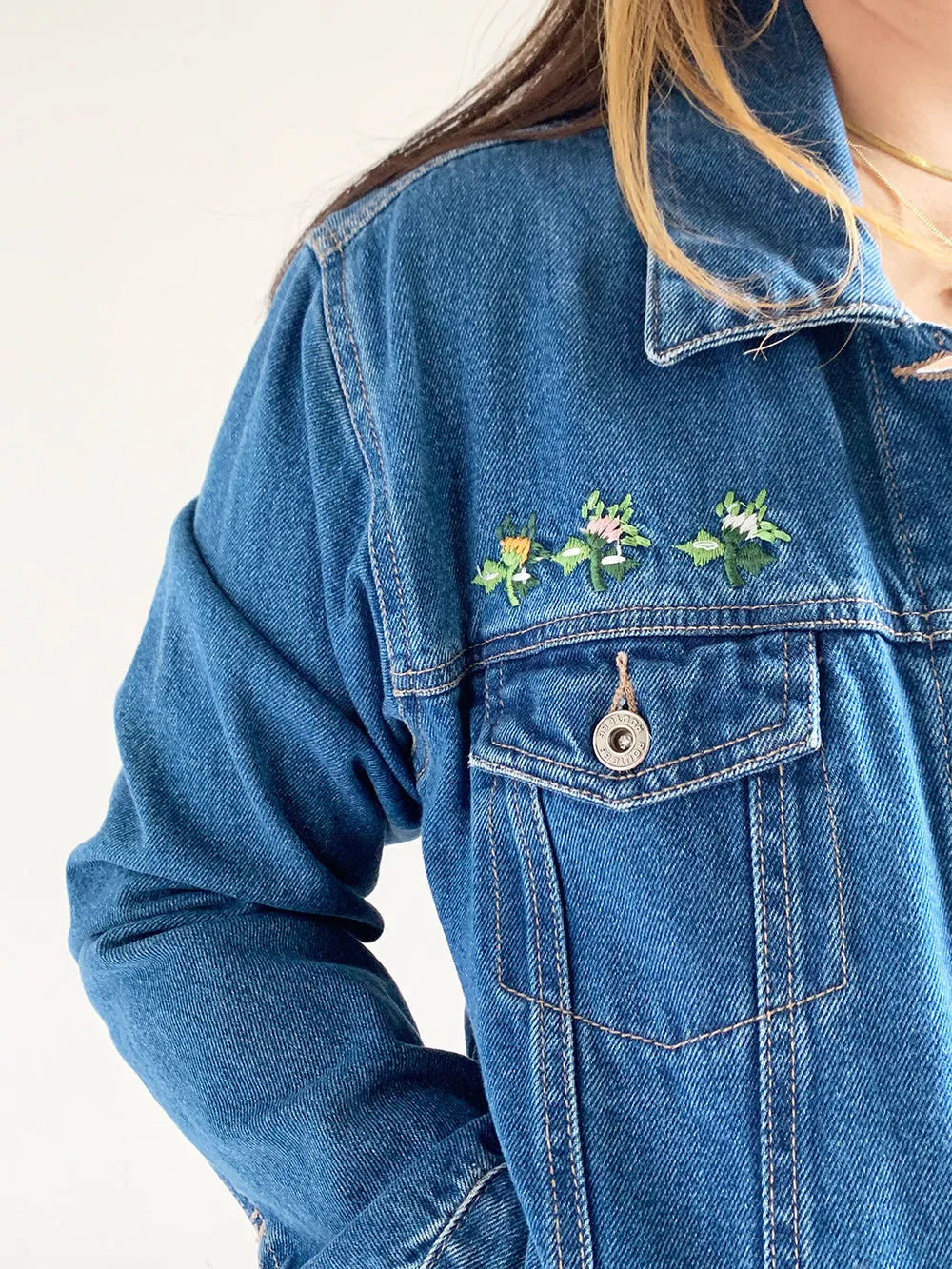 Route 66 Floral Embroidered Denim Jacket